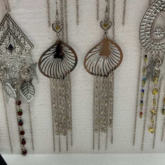 Silver bundle of 8 sets Dangle/ chandelier Earrings vacation events ceremonies - Picture 9 of 10